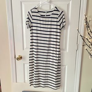 Bellamy navy white striped dress soft knee length midi fun sailor